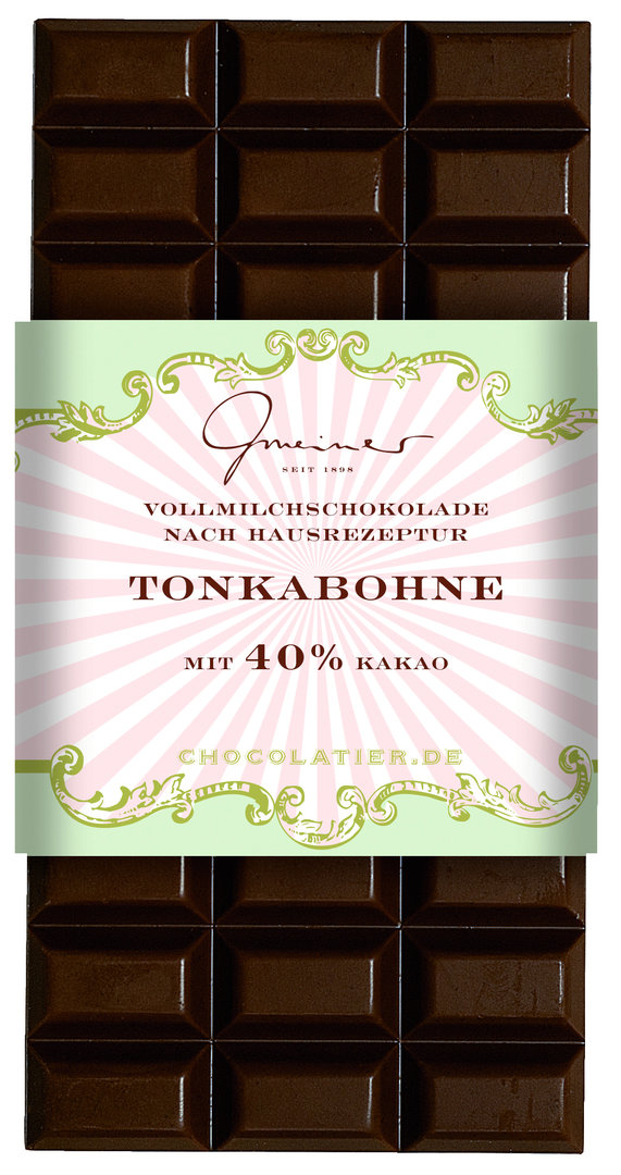 Gmeiner handgeschöpfte Schokolade - TONKABOHNE 40 % Kakao 100g