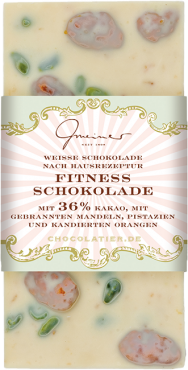 Gmeiner handgeschöpfte Schokolade - Fittnessschokolade weiß 100g
