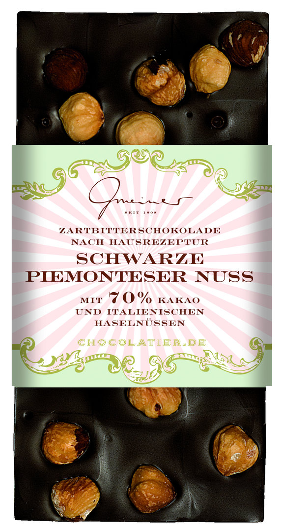 Gmeiner handgeschöpfte Schokolade - Piemontereser Nuss 70% 100g